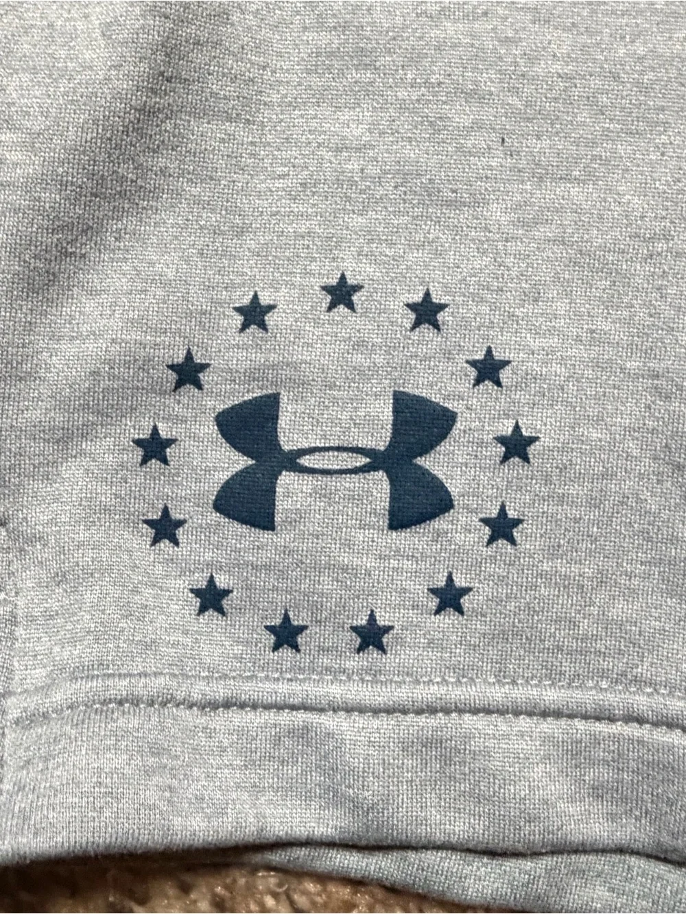 3x Loose Under Armour Grey Athletic Shorts with Navy Print